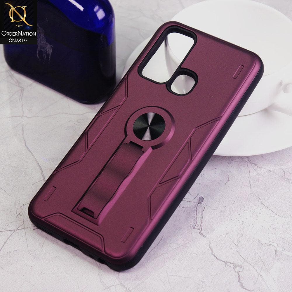 Vivo Y30 Cover - Magenta - 2 in 1 Hybrid Protective Case With Kick Stand