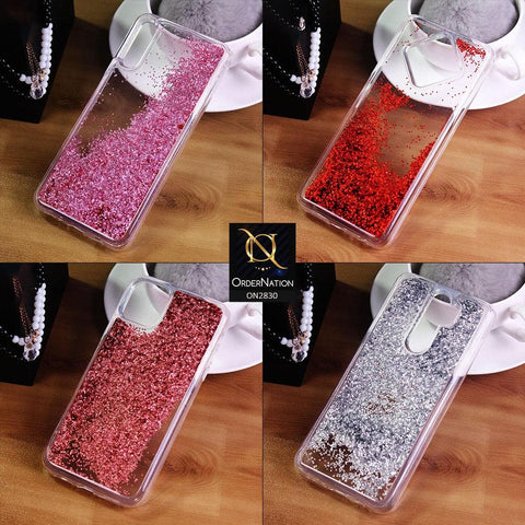 iPhone 8 Plus / 7 Plus Cover - Pink - Moving Liquid Glitter Soft Border Transparent Case