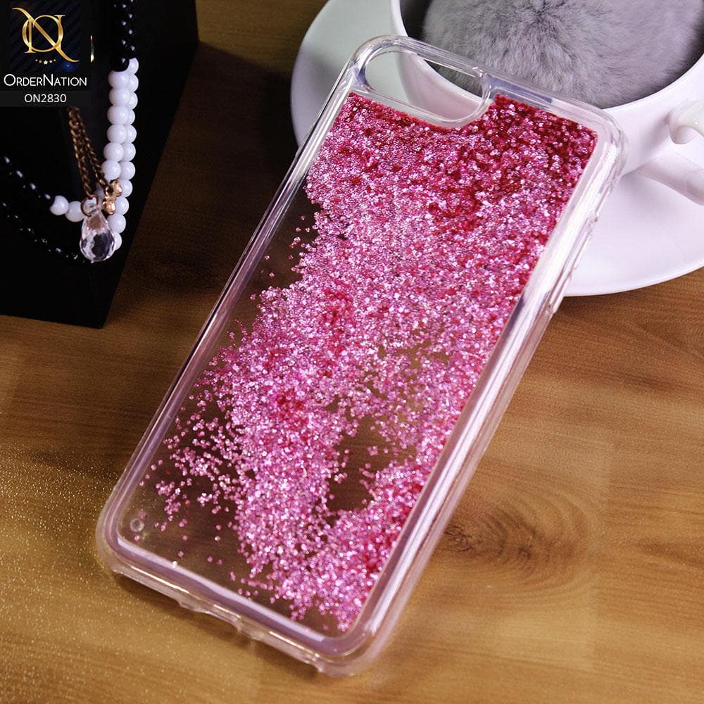 iPhone 8 Plus / 7 Plus Cover - Pink - Moving Liquid Glitter Soft Border Transparent Case