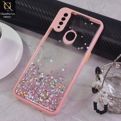 Oppo A31 Cover - Pink - 3D Look Silver Foil Back Shell Case - Glitter Does not Move