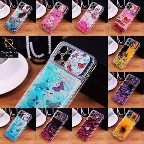 iPhone 12 Cover - Design 10 - Moving Liquid Glitter Camera Slide Protection Case