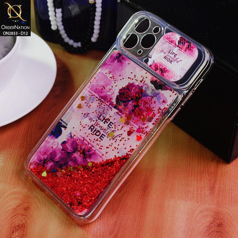 iPhone 11 Pro Cover - Design 12 - Moving Liquid Glitter Camera Slide Protection Case