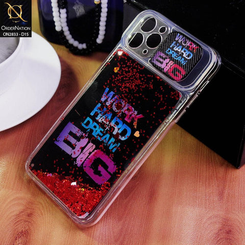 iPhone 11 Pro Cover - Design 15 - Moving Liquid Glitter Camera Slide Protection Case