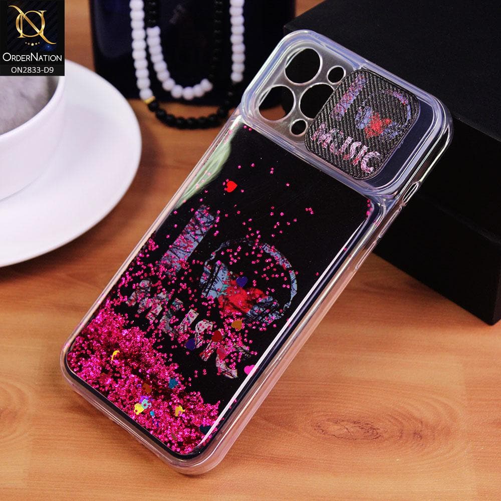 iPhone 11 Pro Max Cover - Design 9 - Moving Liquid Glitter Camera Slide Protection Case