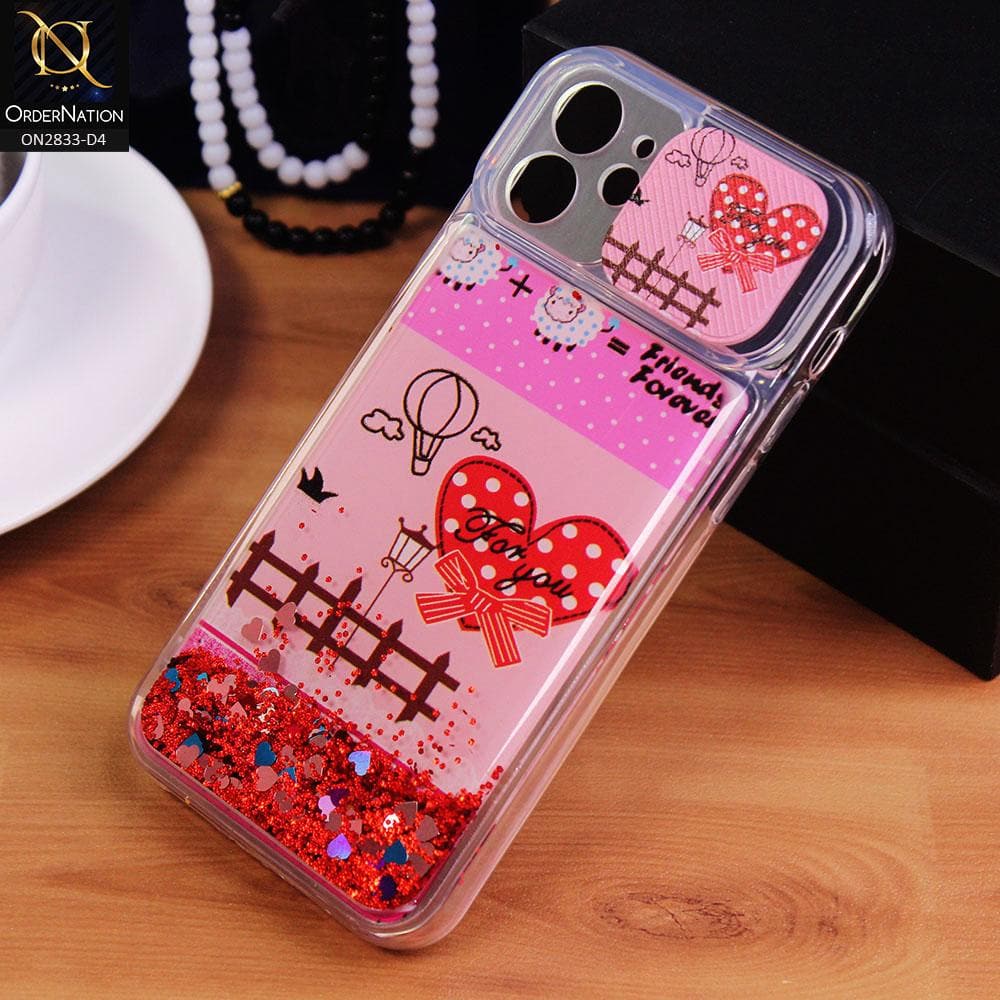 iPhone 12 Cover - Design 4 - Moving Liquid Glitter Camera Slide Protection Case