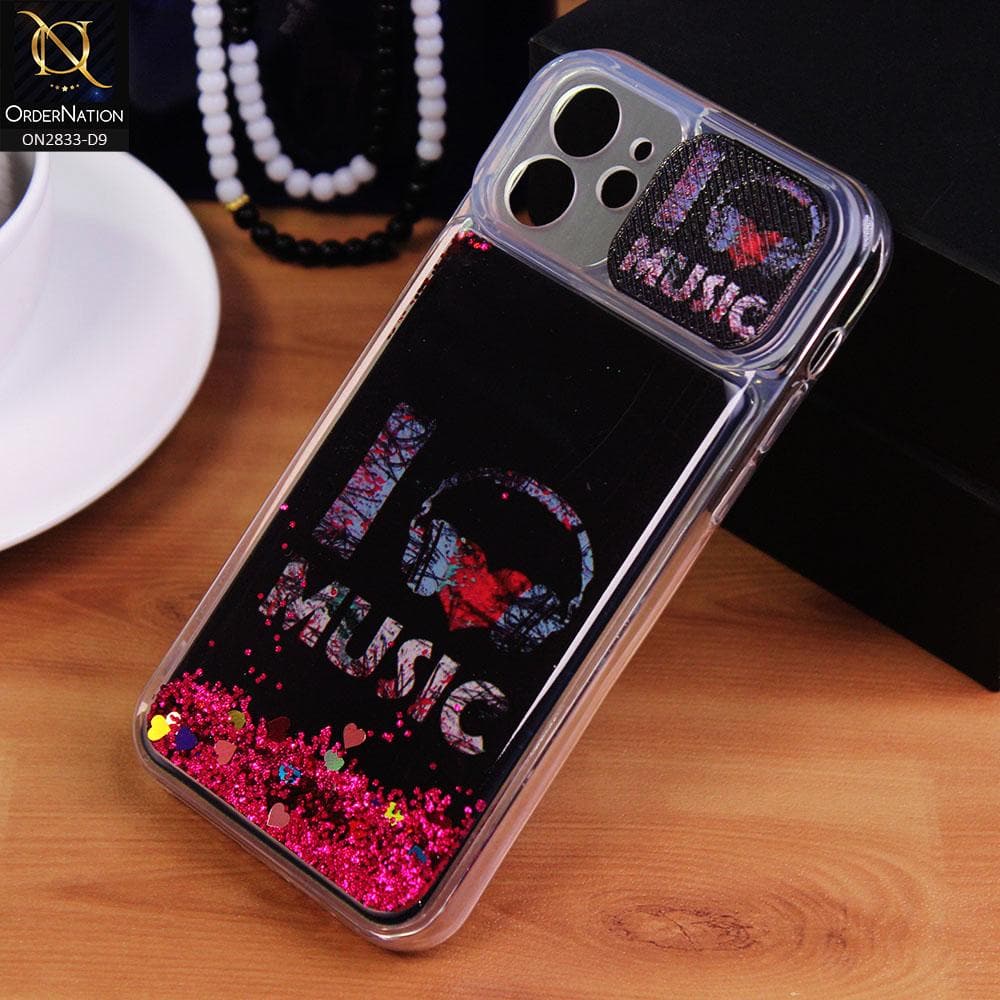 iPhone 12 Cover - Design 9 - Moving Liquid Glitter Camera Slide Protection Case