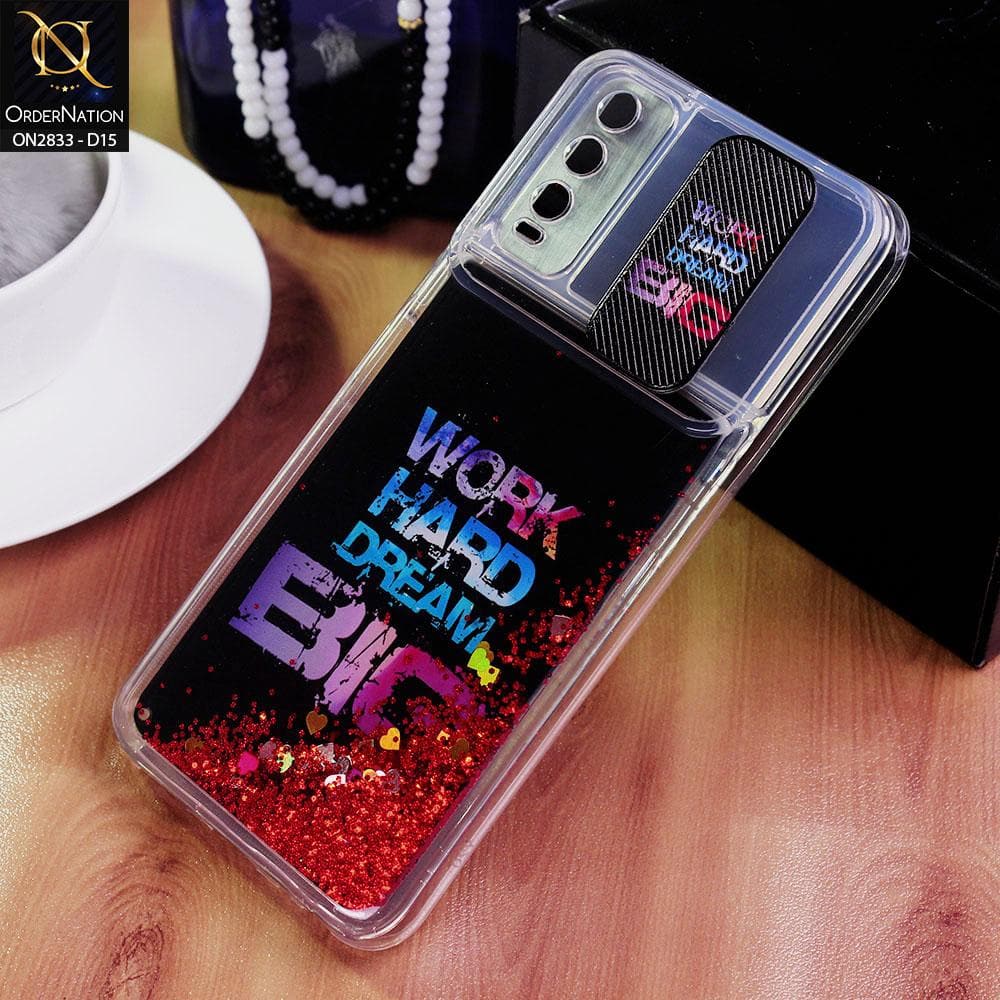 Vivo Y20i Cover - Design 15 - Moving Liquid Glitter Camera Slide Protection Case