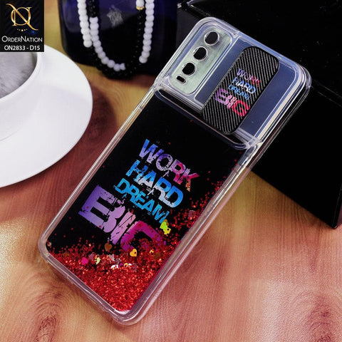 Vivo Y12s Cover - Design 15 - Moving Liquid Glitter Camera Slide Protection Case