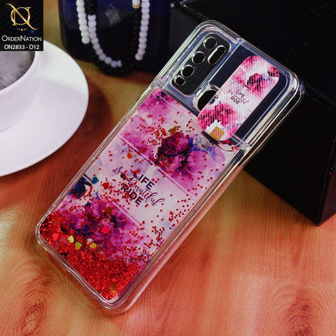 Vivo Y30 Cover - Design 12 - Moving Liquid Glitter Camera Slide Protection Case