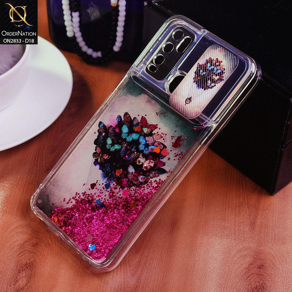 Vivo Y50 Cover - Design 18 - Moving Liquid Glitter Camera Slide Protection Case