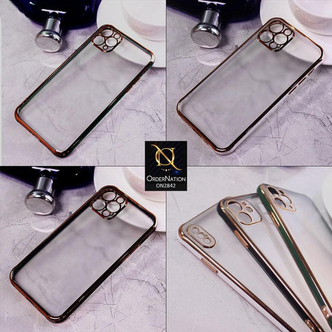 iPhone 12 Pro Cover - White - Electroplating Semi Transparent Soft Color Border Back Shell Case