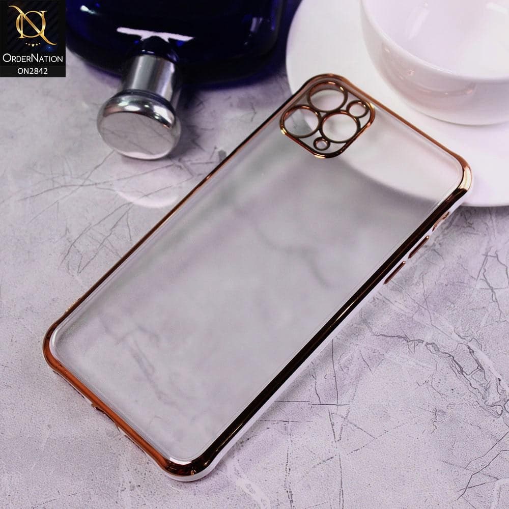 iPhone 11 Pro Cover - White - Electroplating Semi Transparent Soft Color Border Back Shell Case