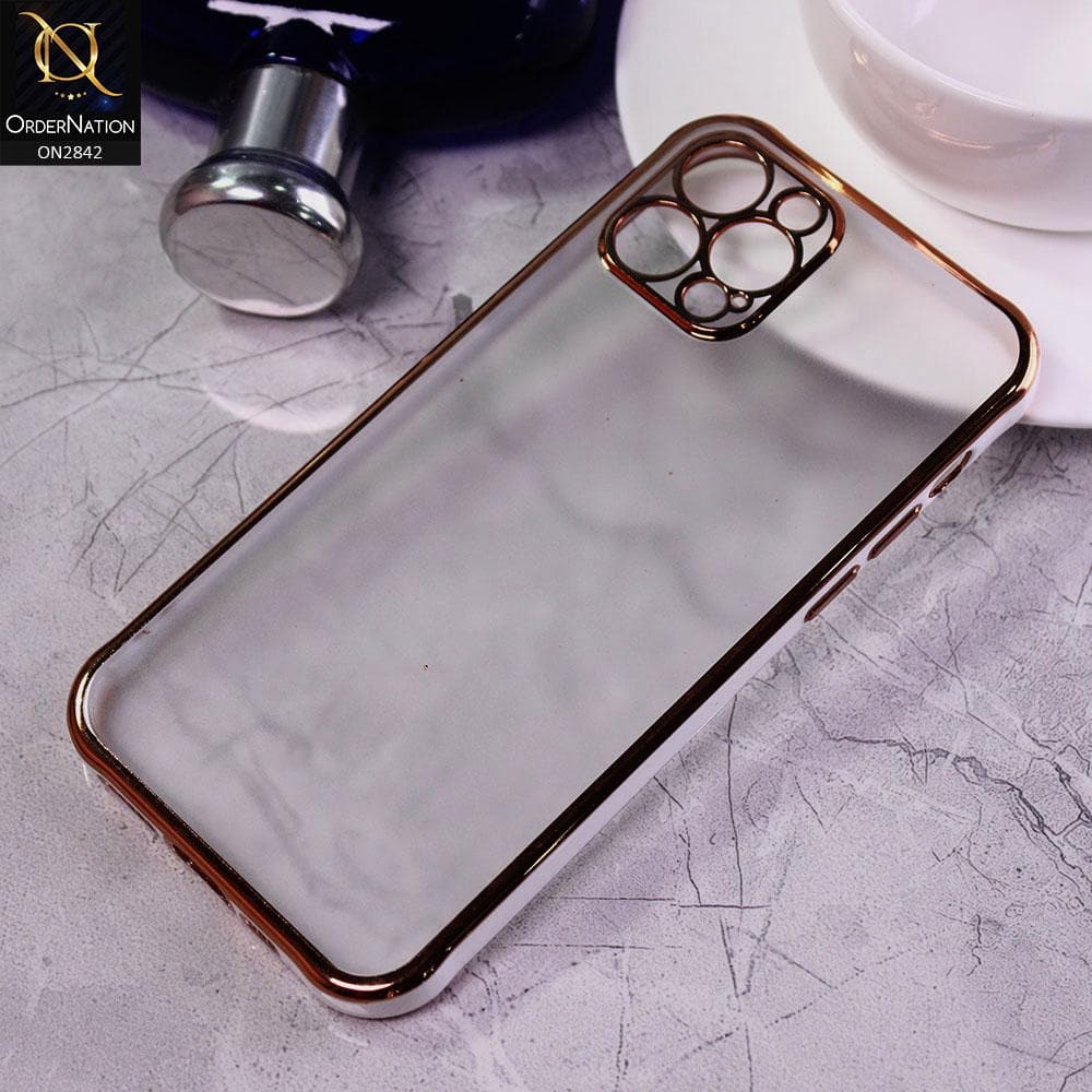 iPhone 12 Pro Cover - White - Electroplating Semi Transparent Soft Color Border Back Shell Case