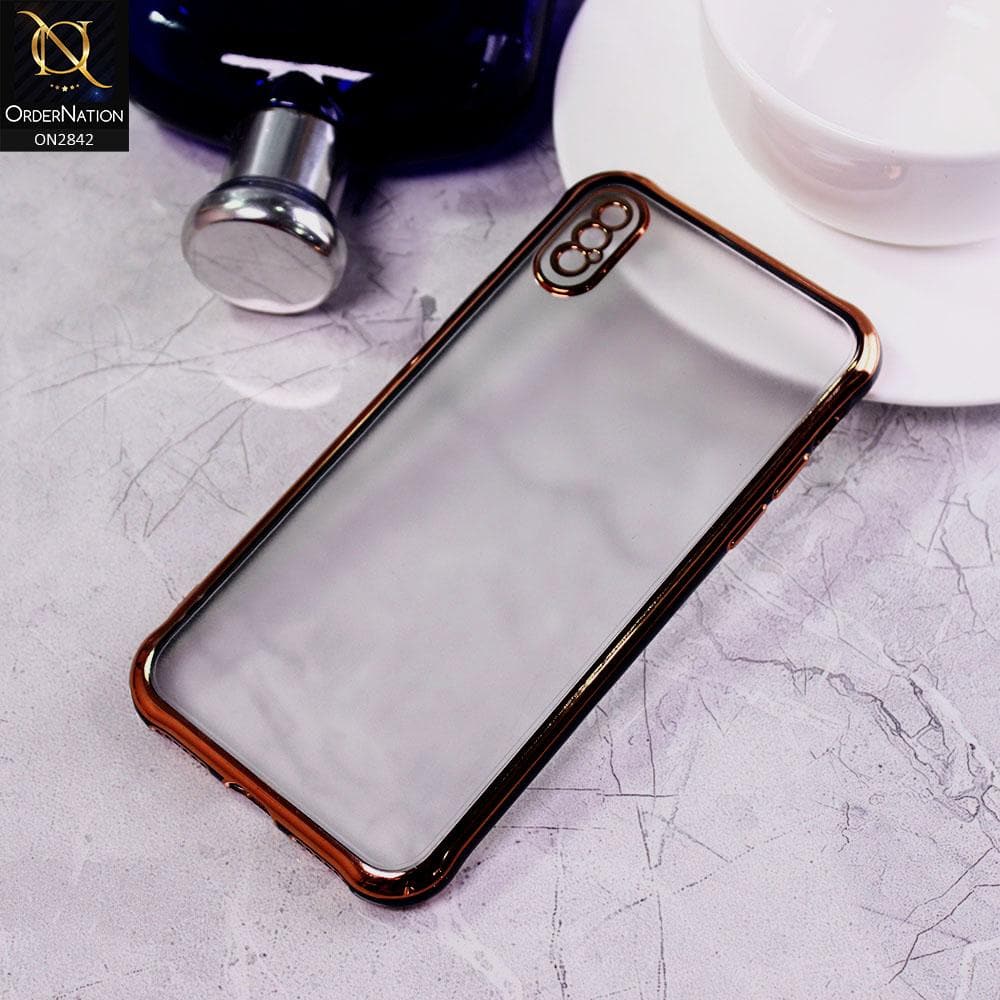 iPhone XS / X Cover - Black - Electroplating Semi Transparent Soft Color Border Back Shell Case