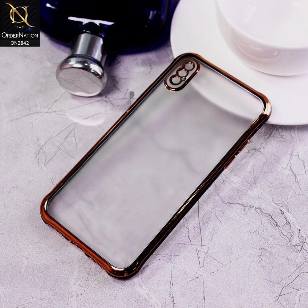 iPhone XS Max Cover - Black - Electroplating Semi Transparent Soft Color Border Back Shell Case