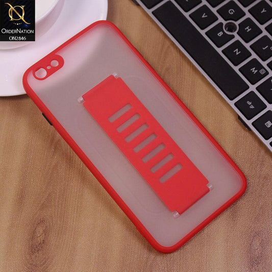 iPhone 6S / 6 Cover - Red - Semi Tranparent Soft Borders Matte Hard PC with Grip Holder Camera Protection Case