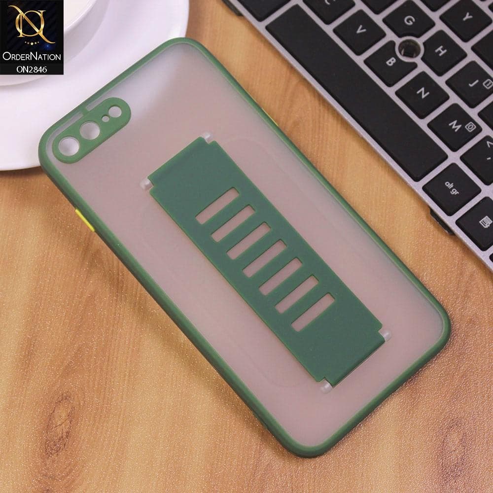 iPhone 8 Plus / 7 Plus Cover - Green - Semi Tranparent Soft Borders Matte Hard PC with Grip Holder Camera Protection Case
