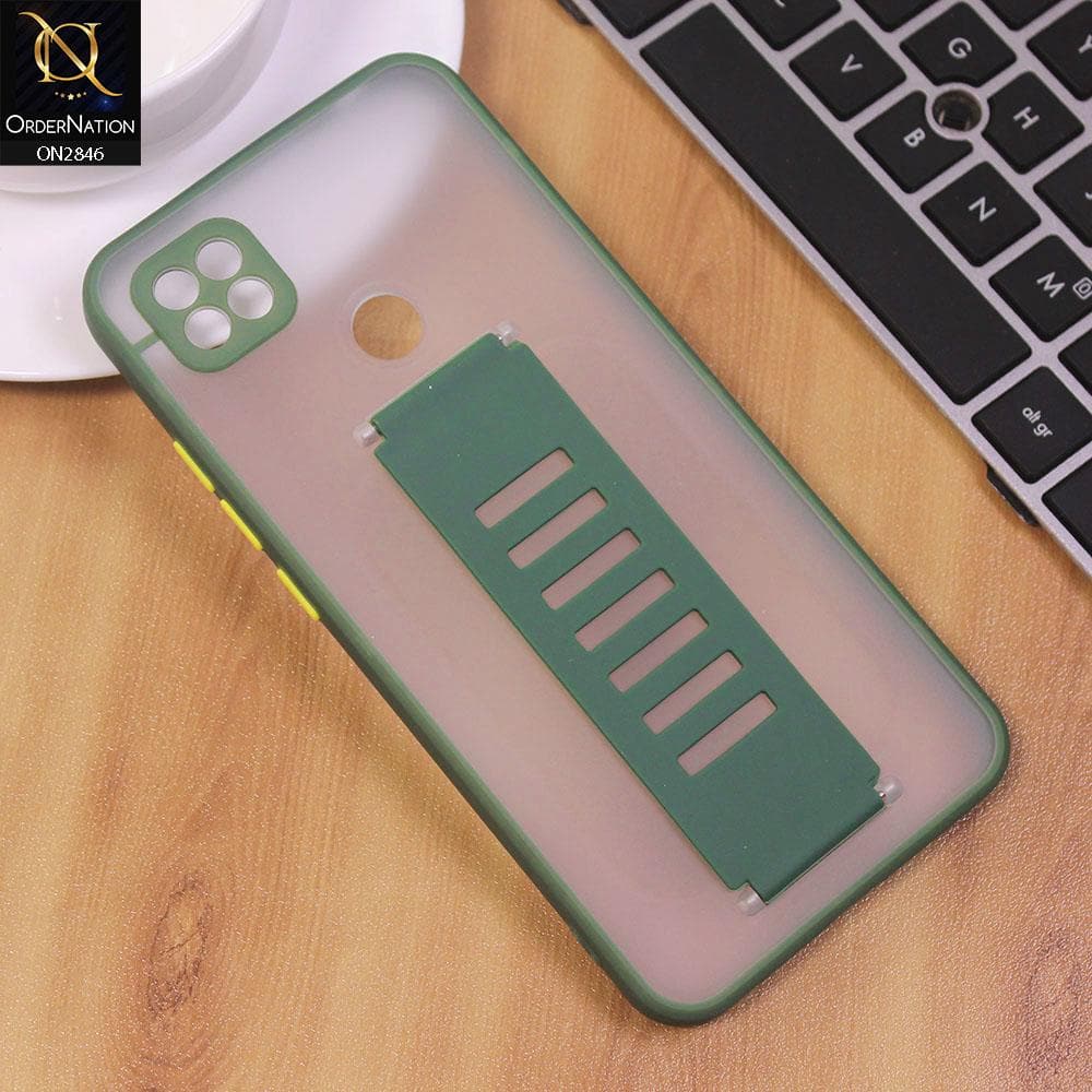 Xiaomi Redmi 9C Cover - Green - Semi Tranparent Soft Borders Matte Hard PC with Grip Holder Camera Protection Case