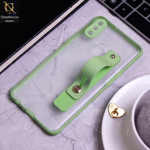 Samsung Galaxy A10s Cover - Light Green - Semi Tranparent Soft Borders Matte Hard PC with Grip Holder Camera Protection Case