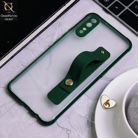 Vivo S1 Cover - Dark Green - Semi Tranparent Soft Borders Matte Hard PC with Grip Holder Camera Protection Case