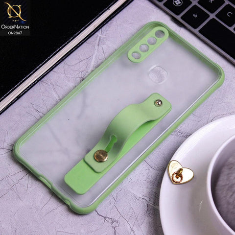 Vivo Y17 Cover - Light Green - Semi Tranparent Soft Borders Matte Hard PC with Grip Holder Camera Protection Case