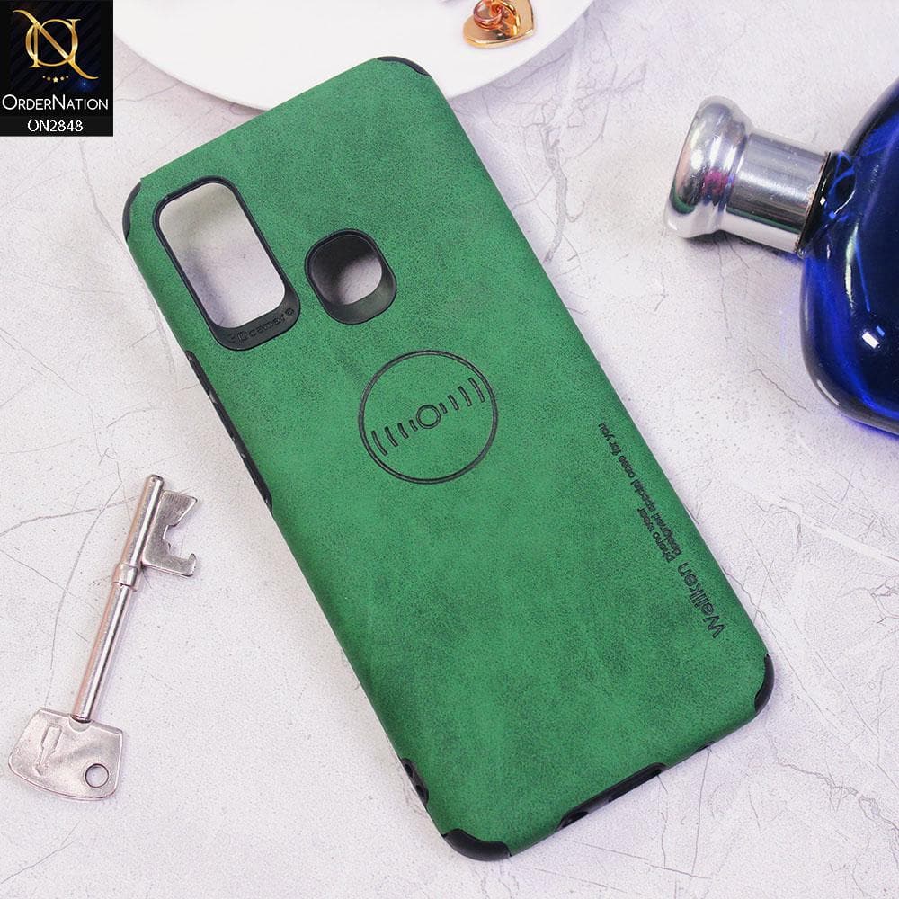 Infinix Hot 9 Play Cover - Dark Green - Weiiken Matte Colorful Soft PU Leather Case