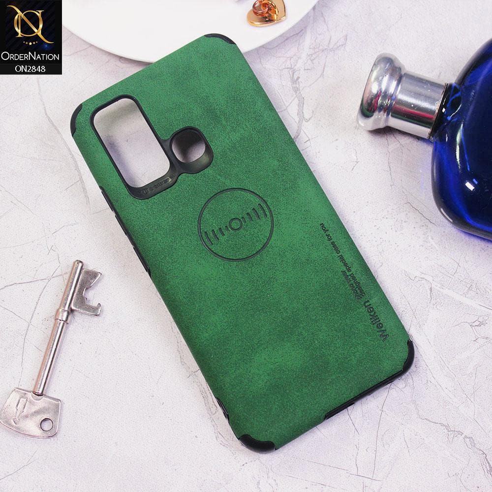 Vivo Y30 Cover - Dark Green - Weiiken Matte Colorful Soft PU Leather Case