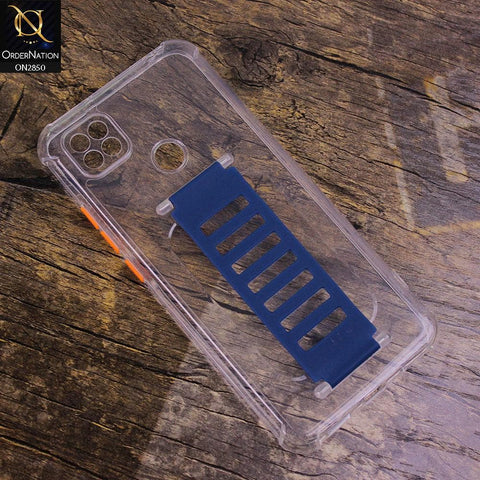 Xiaomi Redmi 9C Cover - Blue - Transparent Soft Borders with Grip Holder Camera Protection Soft Case