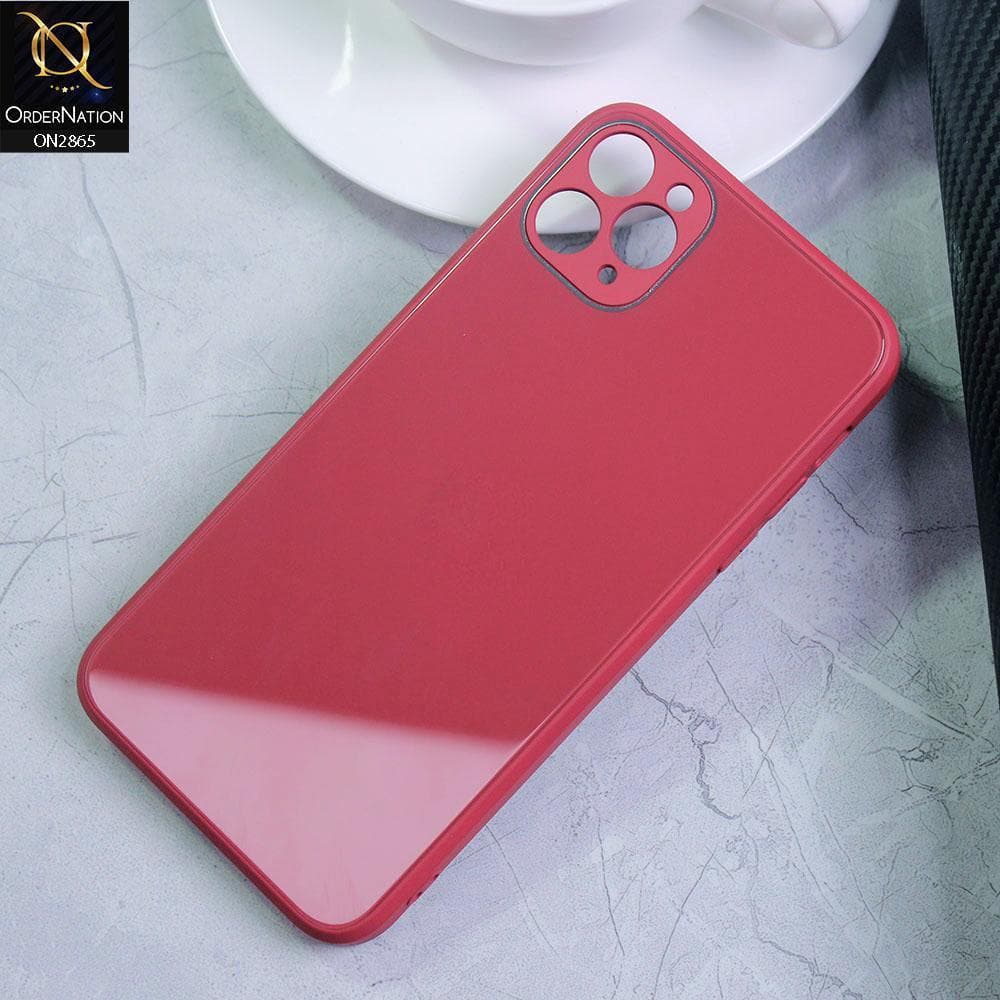 iPhone 11 Pro Cover - Red - New Glossy Shine Tempered Glass Soft Borders Back Cases