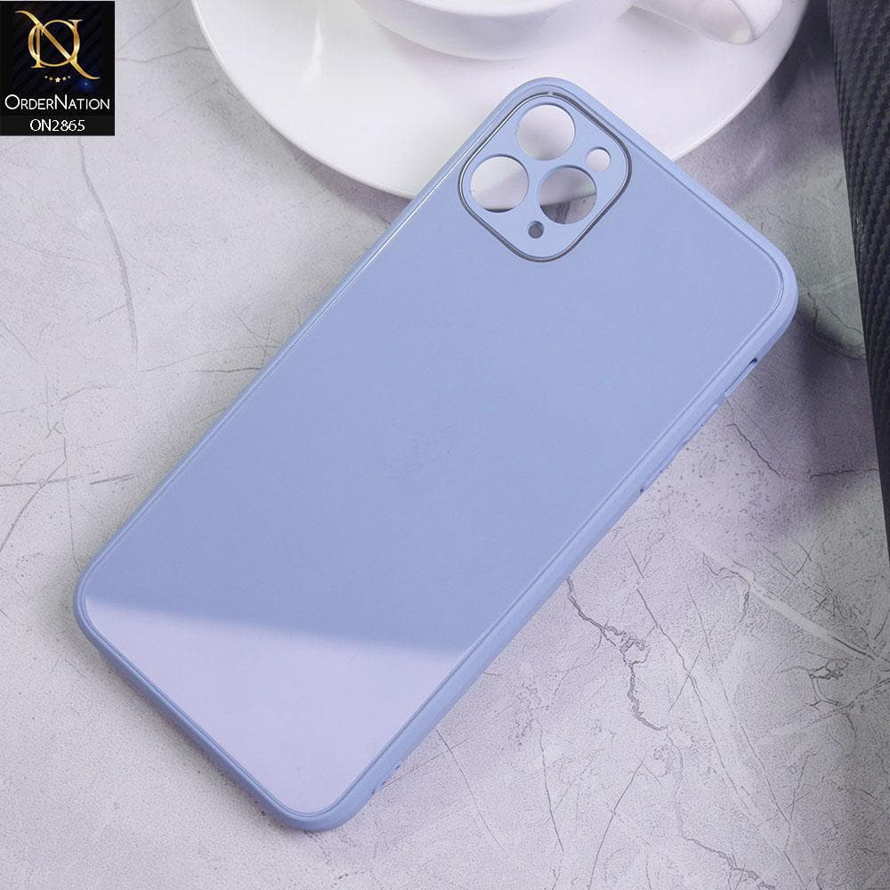 iPhone 11 Pro Max Cover - Gray - New Glossy Shine Tempered Glass Soft Borders Back Cases