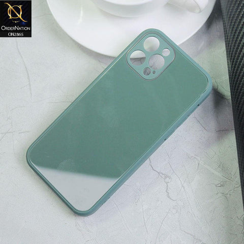 iPhone 12 Pro Max Cover - Green - New Glossy Shine Tempered Glass Soft Borders Back Cases