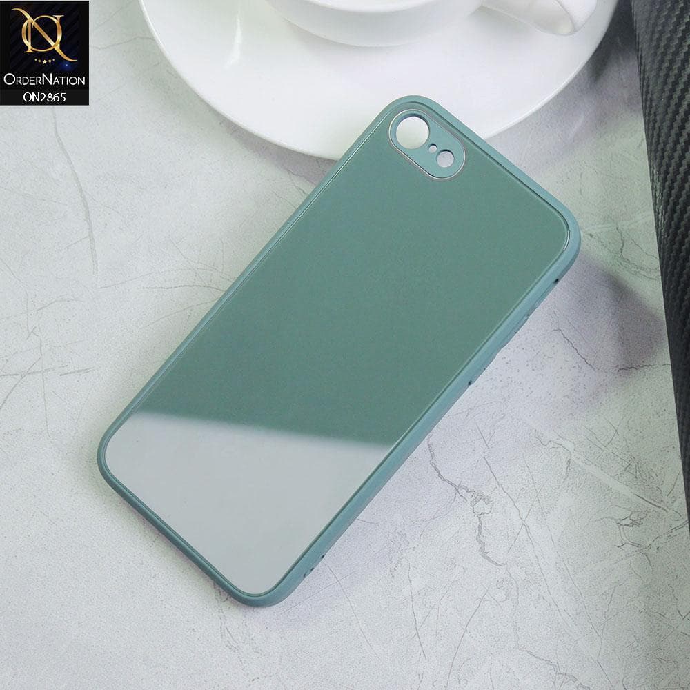 iPhone SE 2020 Cover - Green - New Glossy Shine Tempered Glass Soft Borders Back Cases