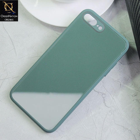 iPhone 8 Plus / 7 Plus Cover - Green - New Glossy Shine Tempered Glass Soft Borders Back Cases