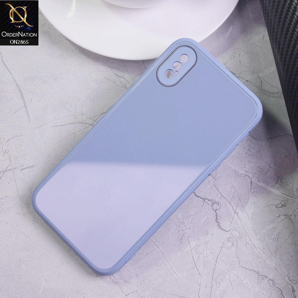 iPhone XS / X Cover - Gray - New Glossy Shine Tempered Glass Soft Borders Back Cases