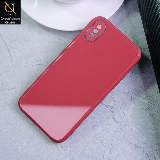 iPhone XS Max Cover - Red - New Glossy Shine Tempered Glass Soft Borders Back Cases