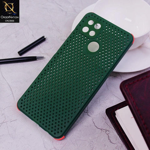 Oppo A15 Cover - Dark Green - Cooling Breathing Mesh Soft Rubber Feel Phone Case