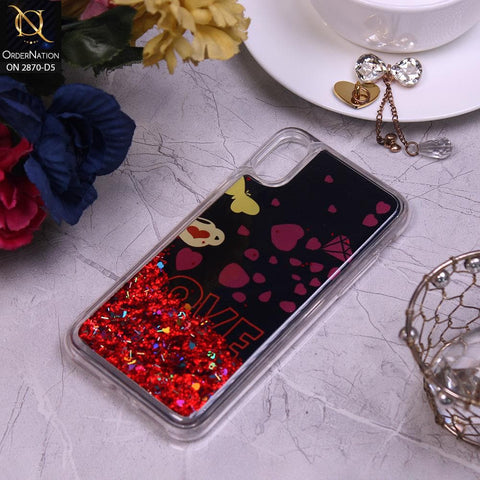 iPhone XS / X Cover - Design 5 - Trendy Hearts and Stars Moving Liquid Glitter Case