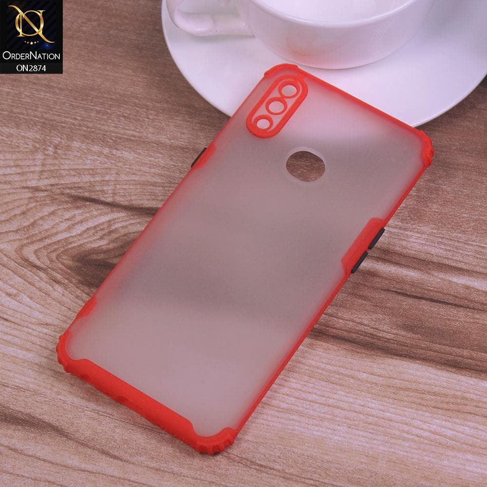 Samsung Galaxy A10s Cover - Red - Classic Soft Color Border Semi-Transparent Camera Protection Case