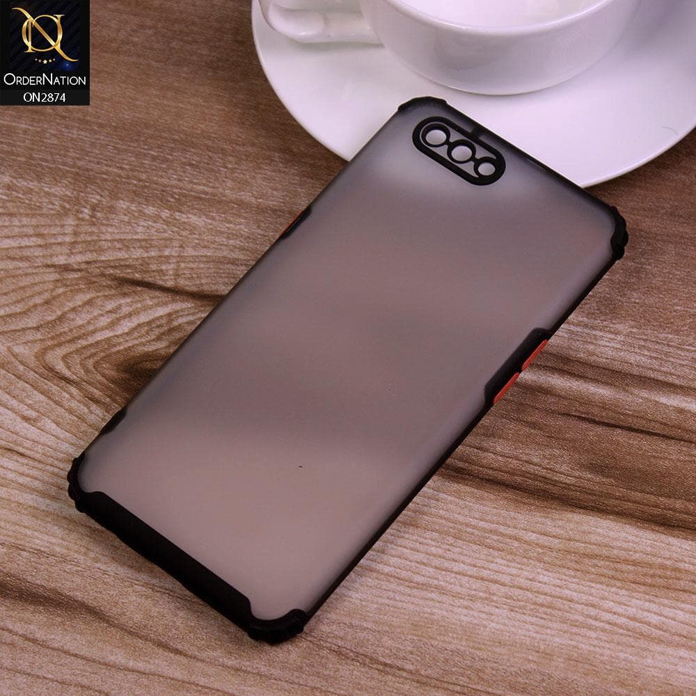 Oppo A12e Cover - Black - Classic Soft Color Border Semi-Transparent Camera Protection Case