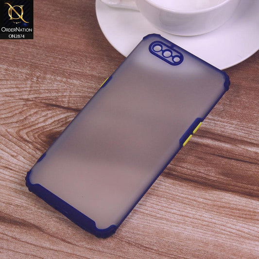 Oppo A5 Cover - Blue - Classic Soft Color Border Semi-Transparent Camera Protection Case