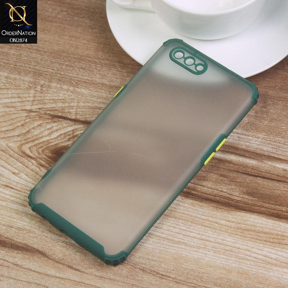 Oppo A3s Cover - Green - Classic Soft Color Border Semi-Transparent Camera Protection Case