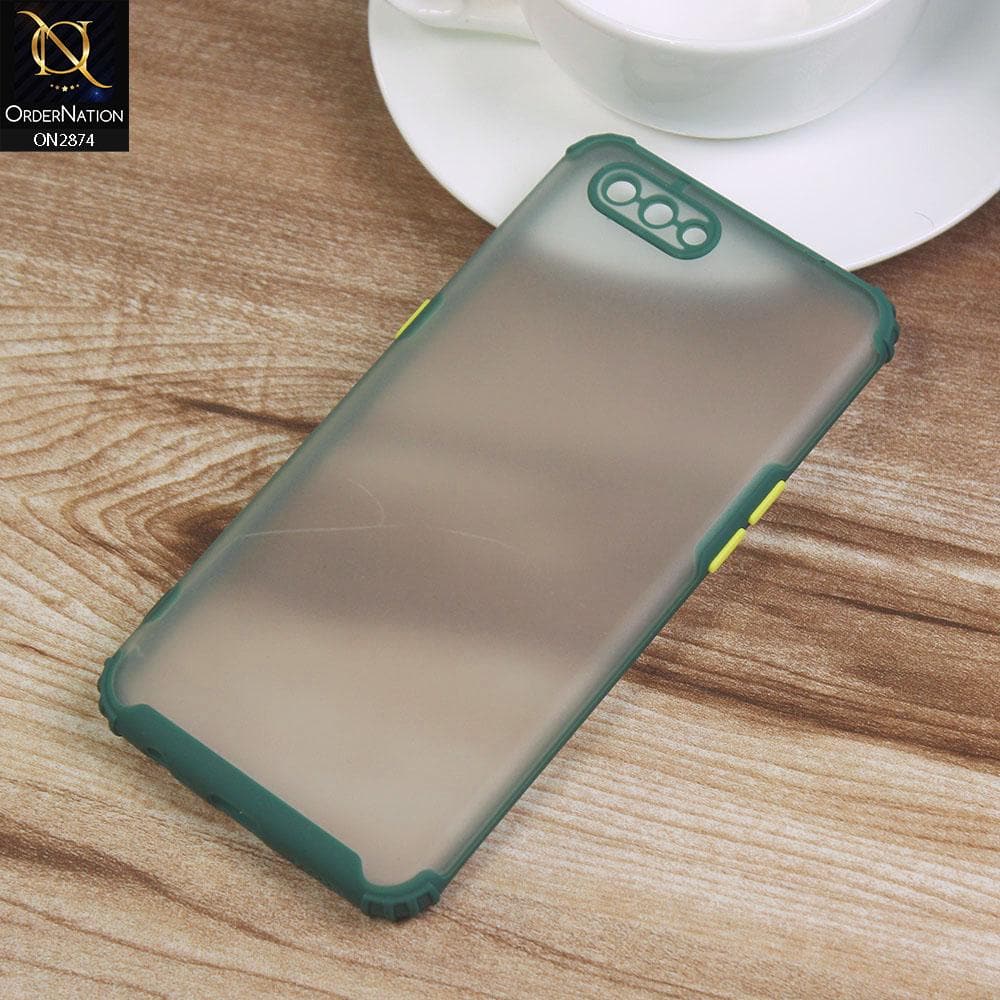 Oppo A5 Cover - Green - Classic Soft Color Border Semi-Transparent Camera Protection Case