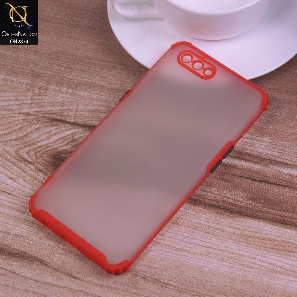 Oppo A3s Cover - Red - Classic Soft Color Border Semi-Transparent Camera Protection Case