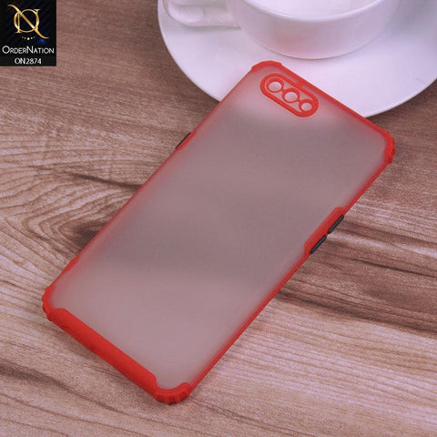 Oppo A5 Cover - Red - Classic Soft Color Border Semi-Transparent Camera Protection Case