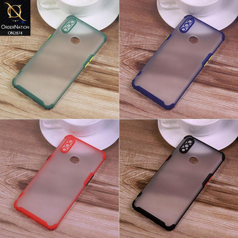 Oppo A15s Cover - Green - Classic Soft Color Border Semi-Transparent Camera Protection Case