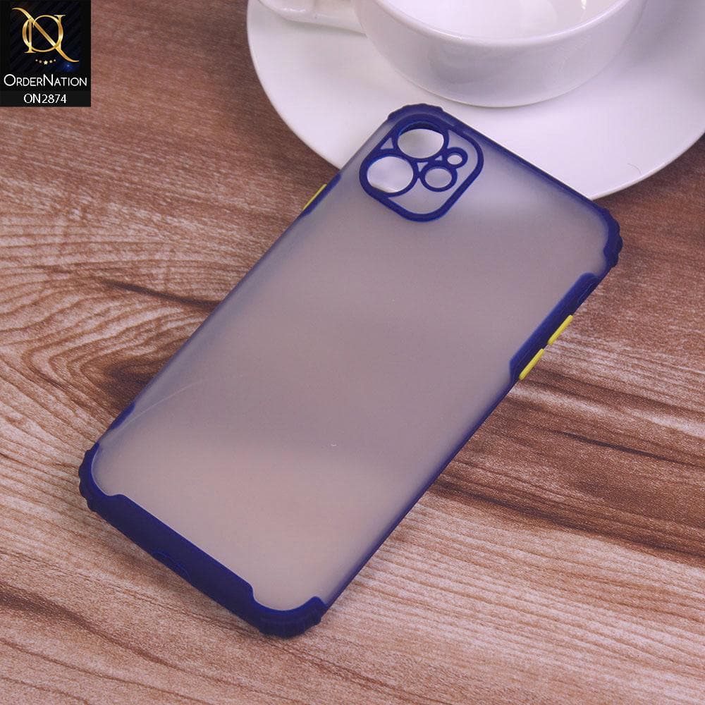 iPhone 11 Cover - Blue - Classic Soft Color Border Semi-Transparent Camera Protection Case