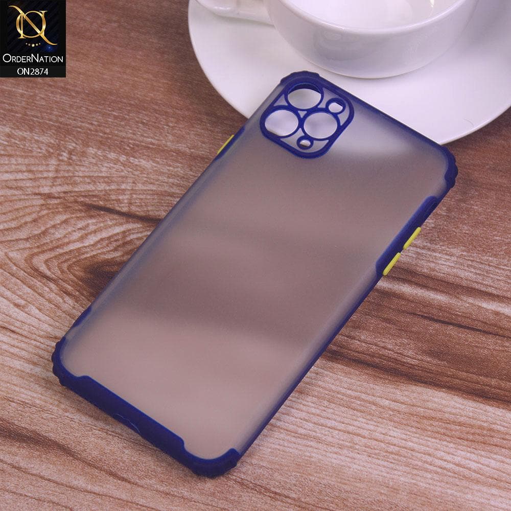 iPhone 11 Pro Max Cover - Blue - Classic Soft Color Border Semi-Transparent Camera Protection Case