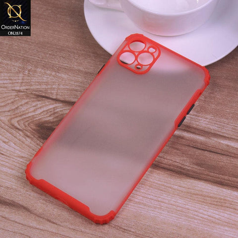 iPhone 11 Pro Max Cover - Red - Classic Soft Color Border Semi-Transparent Camera Protection Case