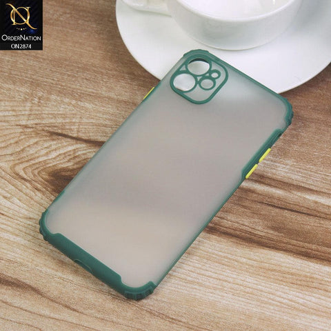 iPhone 12 Cover - Green - Classic Soft Color Border Semi-Transparent Camera Protection Case