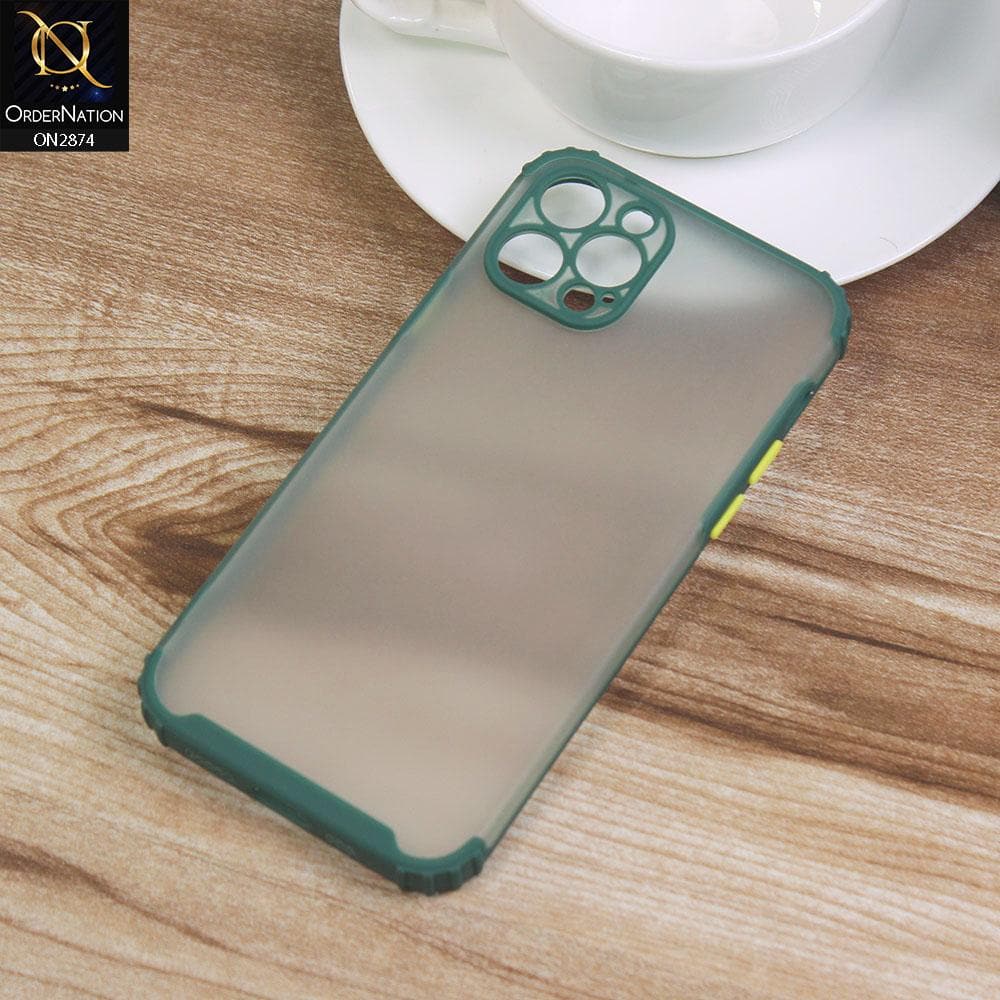 iPhone 12 Pro Cover - Green - Classic Soft Color Border Semi-Transparent Camera Protection Case